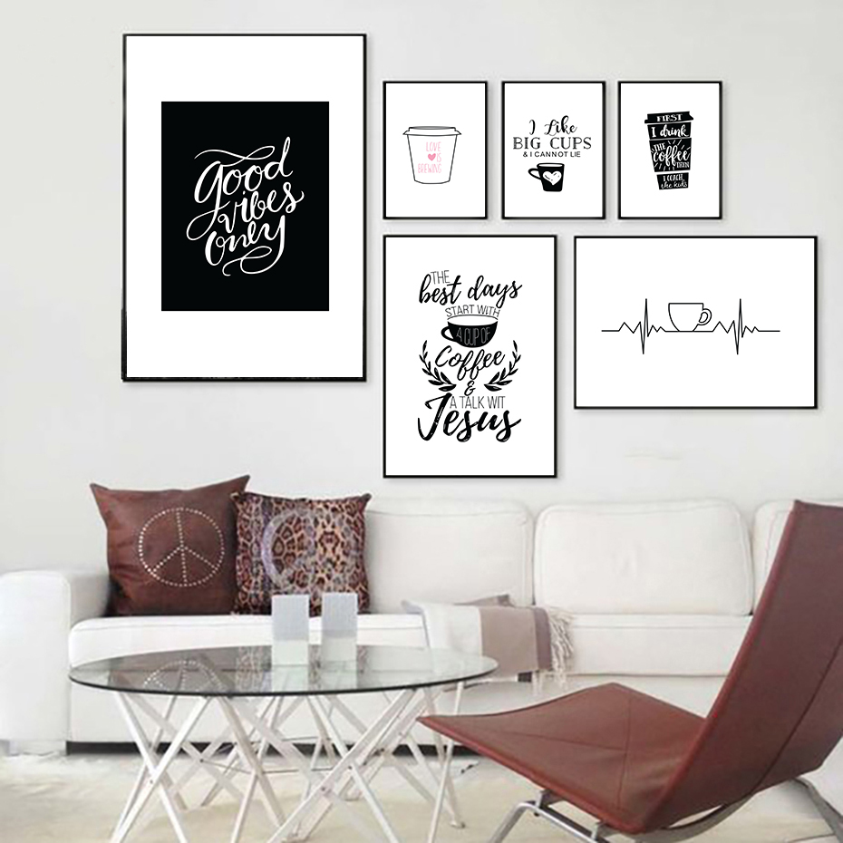 Home Decor Quotes On Wall - Современные постеры с цитатой кофе, принты,