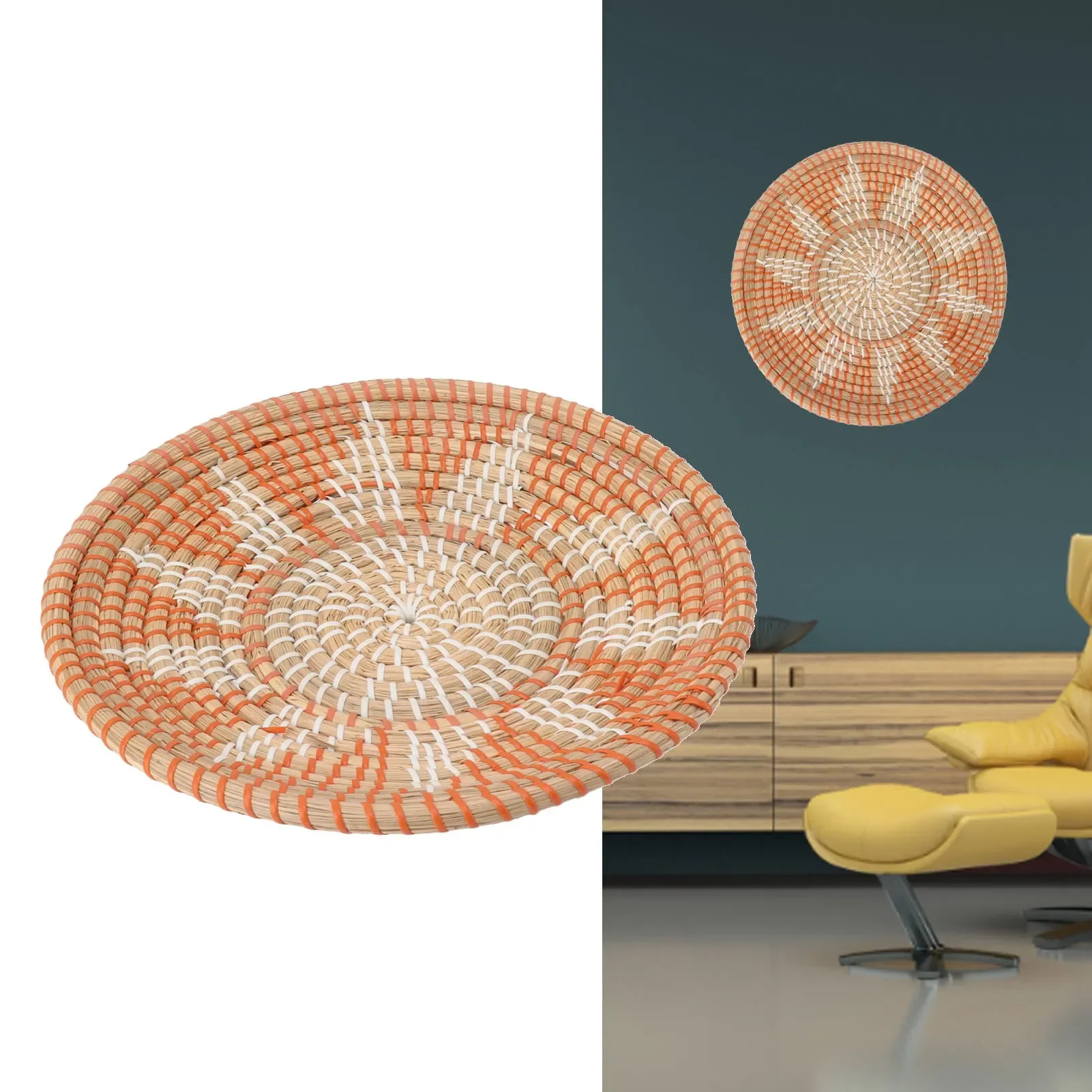 Woven Wall Basket - Круглые настенные украшения из травы диаметром