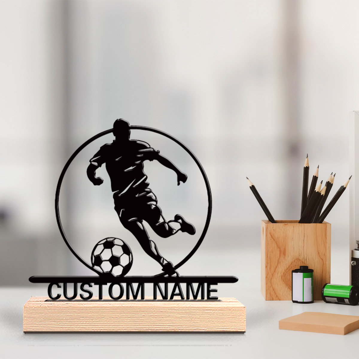 Home Decor For Birthday - Металлическая статуэтка футболиста на заказ с
