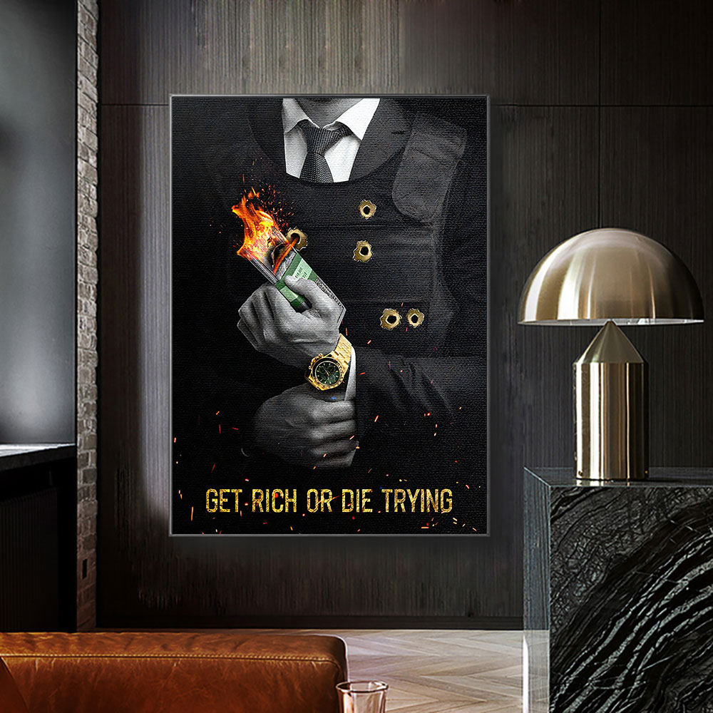 Home Decor Quotes On Wall - Мотивационная цитата Get Rich or Die