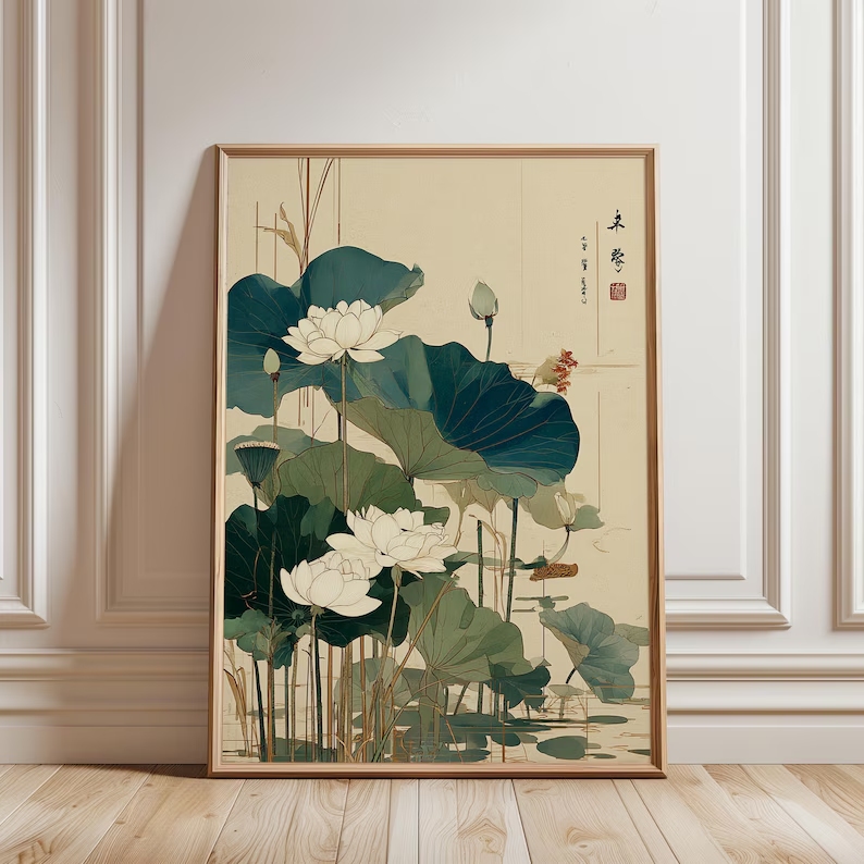 Home Decor Japanese - Ретро-японский настенный художественный принт с цветком
